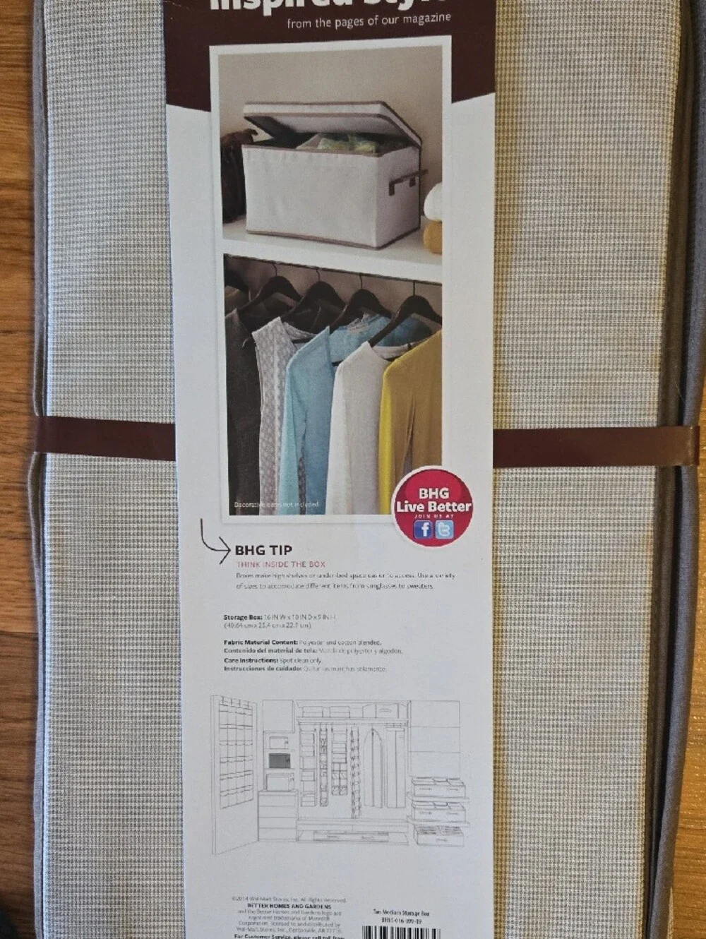 Better Homes And Gardens Tan Fabric Storage Box with Faux Leather Handles